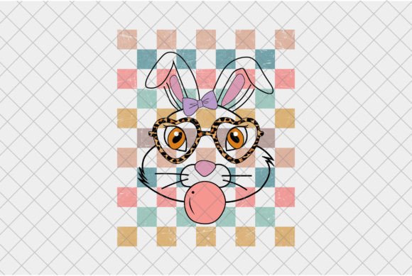 Easter Bunny Checkered Graphics for T-Shirt Designs
