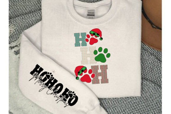 HoHoHo Dog Paw Christmas Pattern: Graphics & T-Shirt Designs