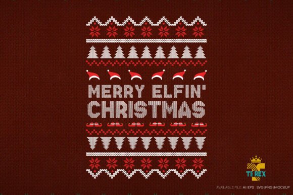 Merry Elfin Christmas Ugly Sweater Graphics for T-Shirt Designs