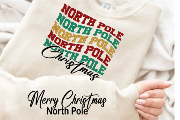 North Pole Merry Christmas Sweater PNG Graphics & T-Shirt Designs